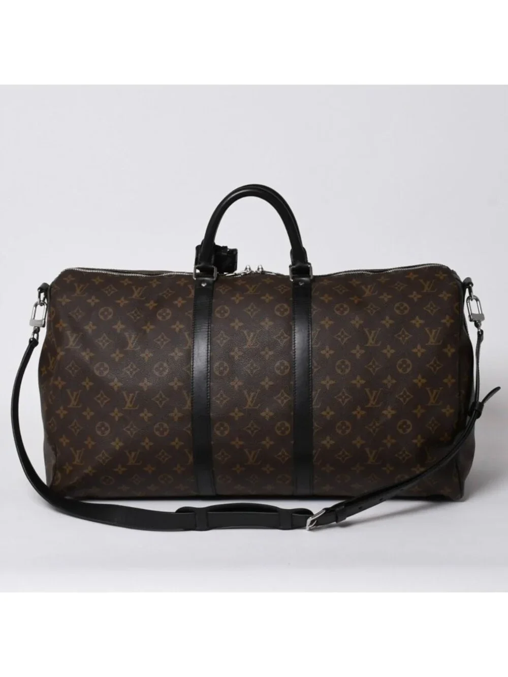 Louis Vuitton Monogram Macassar Keepall Bandouliere 55 Boston Bag Brown Black
